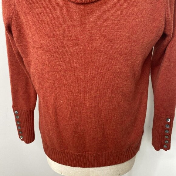 Elena Solano Cowl Neck Wool Sweater Burnt Orange Sz 1X Long Sleeve Tunic - Picture 3 of 8